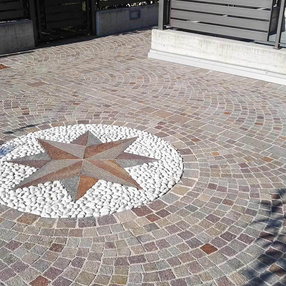 Pavimenti in pietra per esterni cortile in Porfido